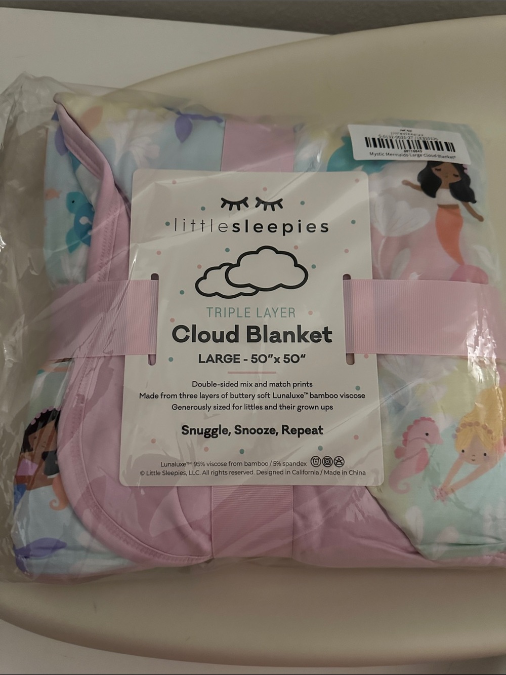 Little Sleepies Mystic Mermaids Large Cloud Blanket - NWT